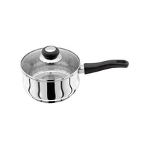 Judge Vista Stainless Steel Saucepan Set 14cm 16cm 18cm 3 Piece with Glass Lids Induction Compatible
