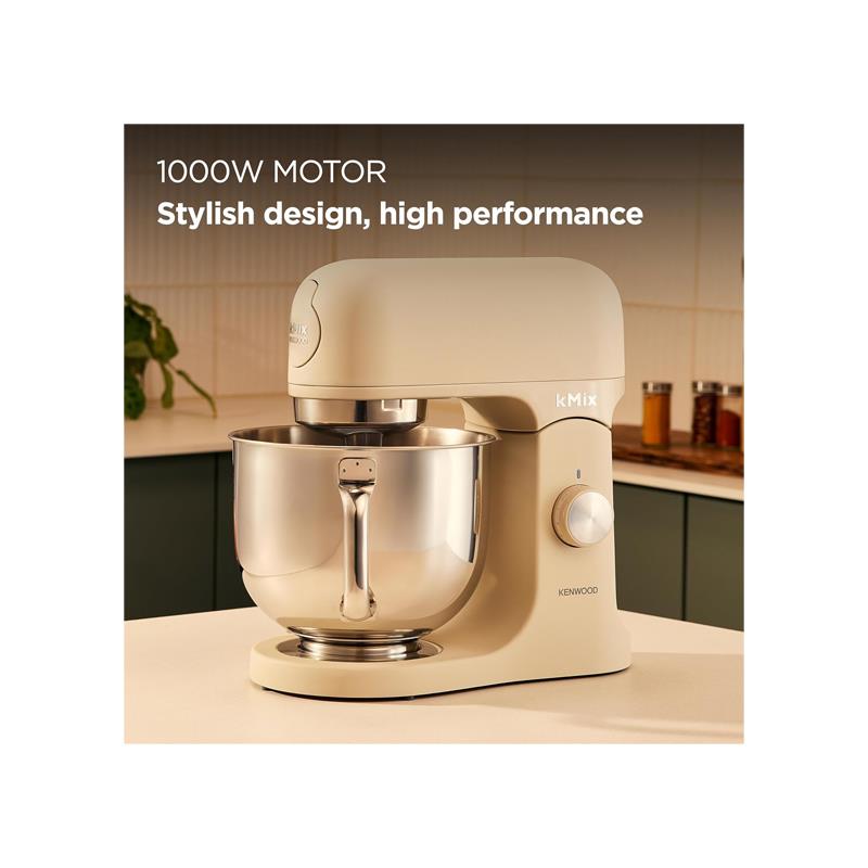 Kenwood kMix Calm Stand Mixer 1000W 5 Litre Stainless Steel Bowl Variable Speed Control 3-Piece Patisserie Set And Splash Guard Cream - KMX751ACR