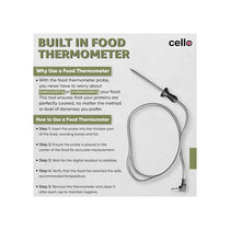 Cello Single Basket Digital Air Fryer With In-Built ProChef Food Thermometer 8 Presets Grill Roast Bake Non-Stick Touch Control Recipes Included White