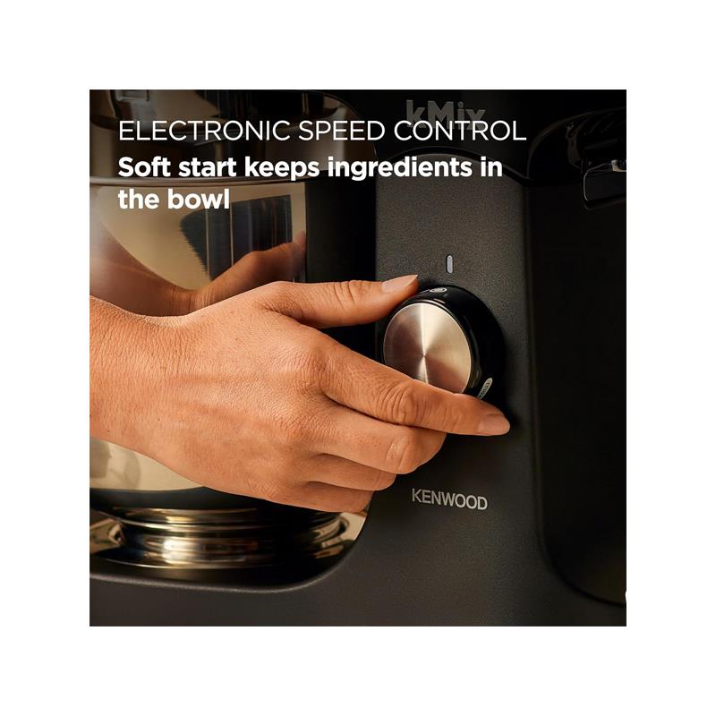 Kenwood kMix Sleek Stand Mixer Stainless Steel Bowl Planetary Mixing Variable Speed Control 3-Piece Patisserie Set And Splash Guard 1000W 5 Litres Black