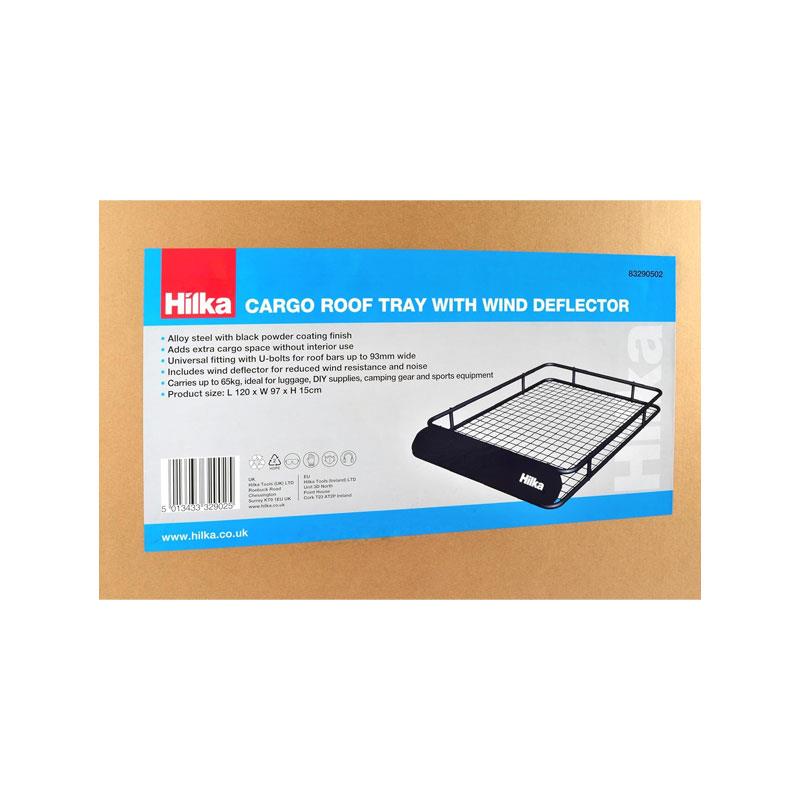 Hilka Tools Cargo Roof Tray With Wind Deflector Carries Up To 65kg Black