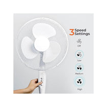 Cooltone 16 Inch Pedestal Fan 3 Speed Control White
