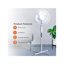 Cooltone 16 Inch Pedestal Fan 3 Speed Control White