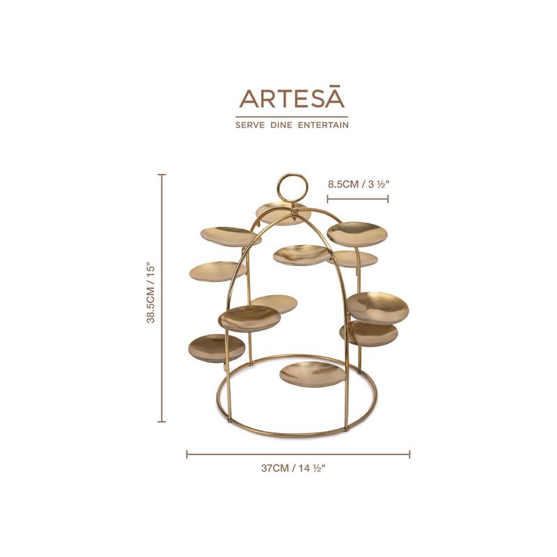 Artesa Brass Canape Serving Tree Serving Stand With Removable Metal Trays For Appetisers Nibbles And Dinner Parties Gold Secondary image