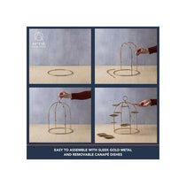 Artesa Brass Canape Serving Tree Serving Stand With Removable Metal Trays For Appetisers Nibbles And Dinner Parties Gold