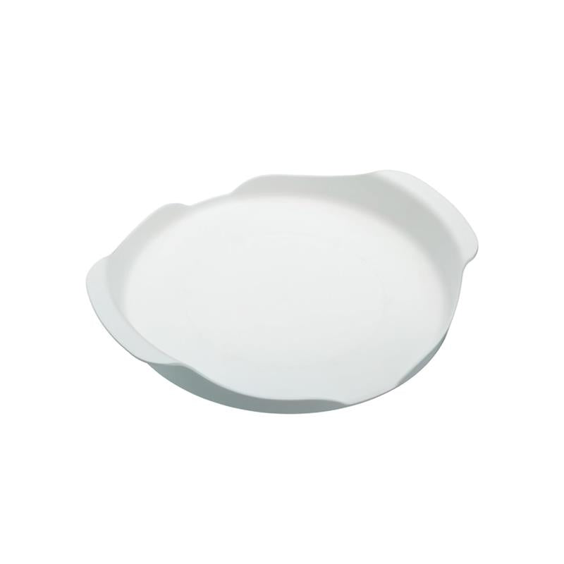 KitchenCraft Microwave Tray 23cm With Contoured Handles Non-Slip Feet Round Plastic White Main image