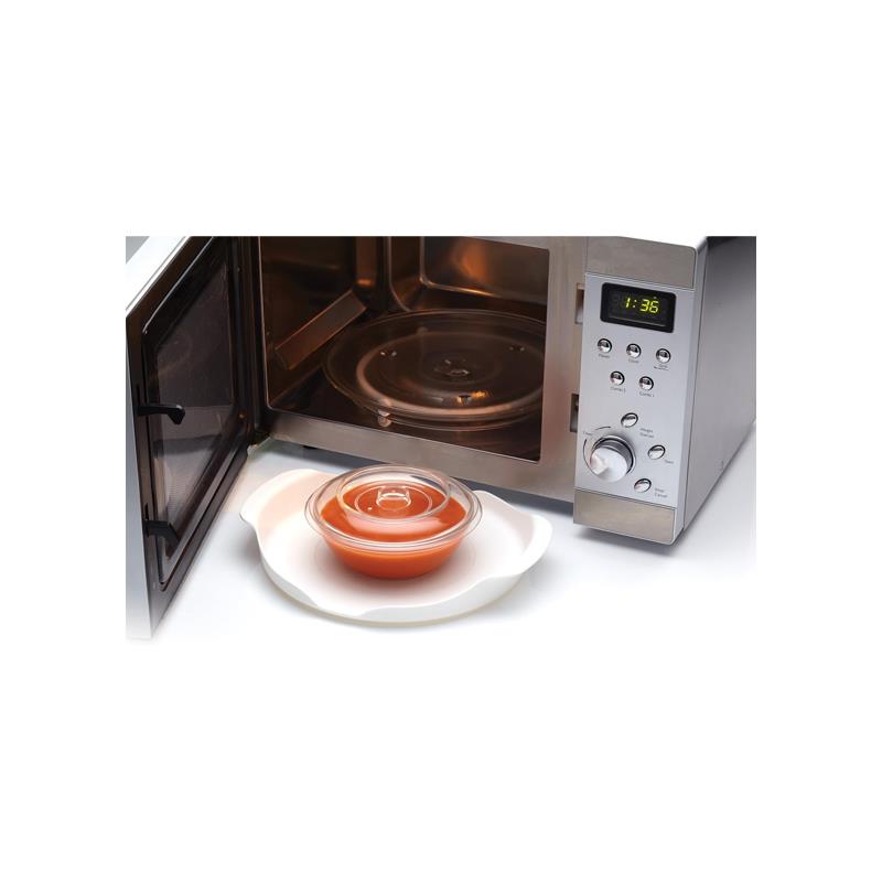 KitchenCraft Microwave Tray 23cm With Contoured Handles Non-Slip Feet Round Plastic White Secondary image