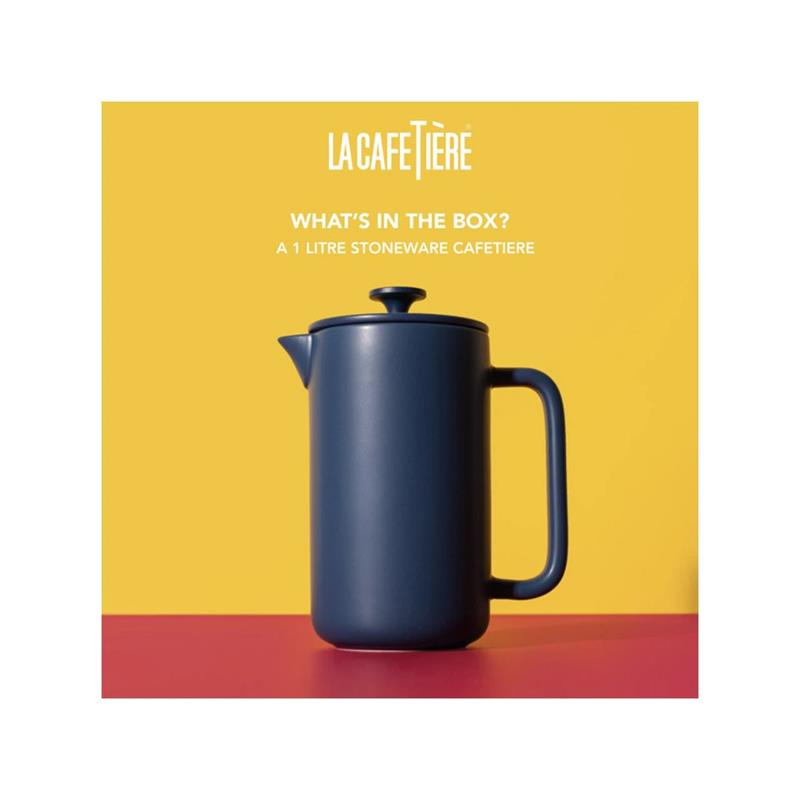 La Cafetiere Arezzo 8 Cup Cafetiere French Press Coffee Maker Ceramic Stoneware Large 1 Litre Navy