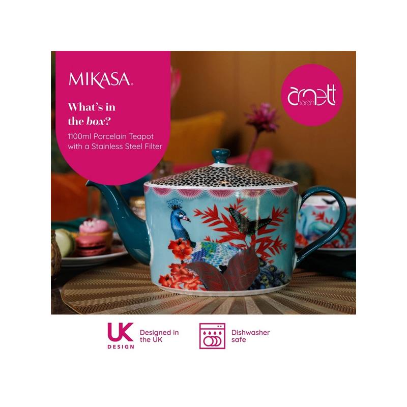Mikasa x Sarah Arnett Porcelain Teapot 1100ml Blue