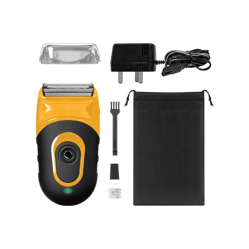 Wahl Extreme Grip Rechargeable Travel Shaver Men's Electric Cordless Foil Shaver Flexible Foils Quick Groom 60 Min Run Time Lithium LED Charge Yellow/Black Main image