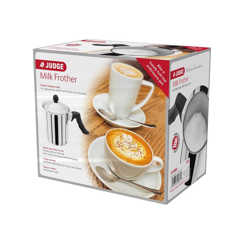 Judge Coffee Milk Frother/Sauce Pot Jug 800ml Polished Stainless Steel Stay Cool Handle Silver