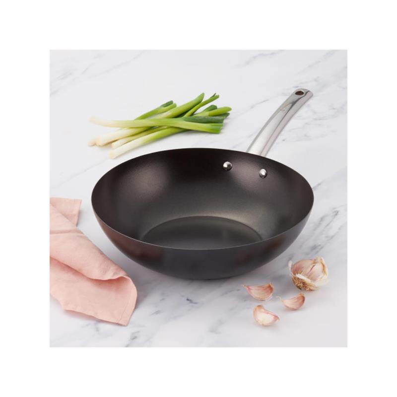 Judge Essentials Stir Fry Wok 28cm Non Stick Carbon Steel Pan With Stainless Steel Handle Black/Silver Secondary image