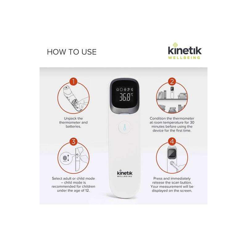 Kinetik Wellbeing Smart Ear And Forehead Bluetooth Thermometer White