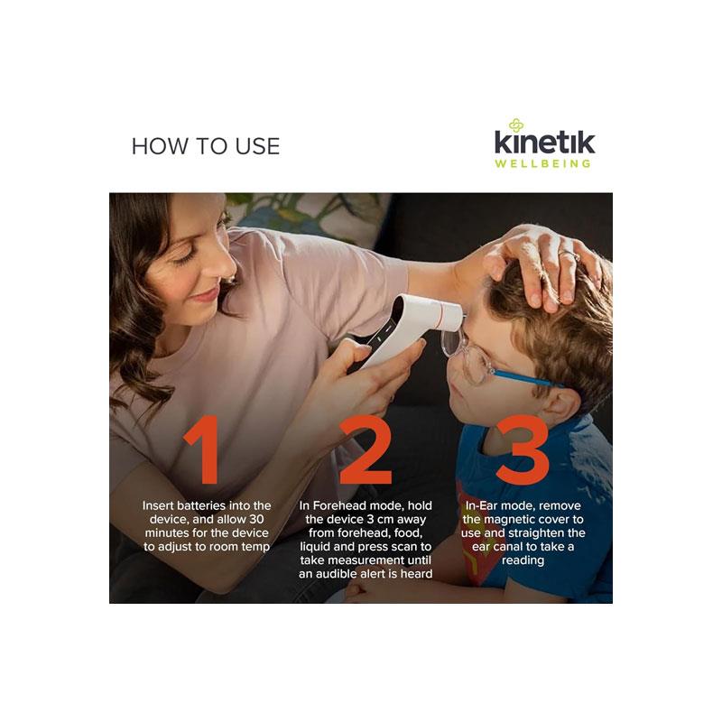 Kinetik Wellbeing Digital Ear Thermometer And Forehead Temperature Thermometer With Infra-Red Technology White