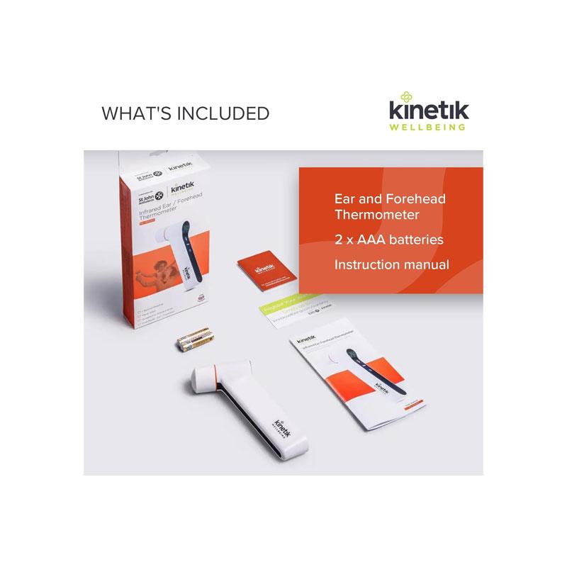 Kinetik Wellbeing Digital Ear Thermometer And Forehead Temperature Thermometer With Infra-Red Technology White