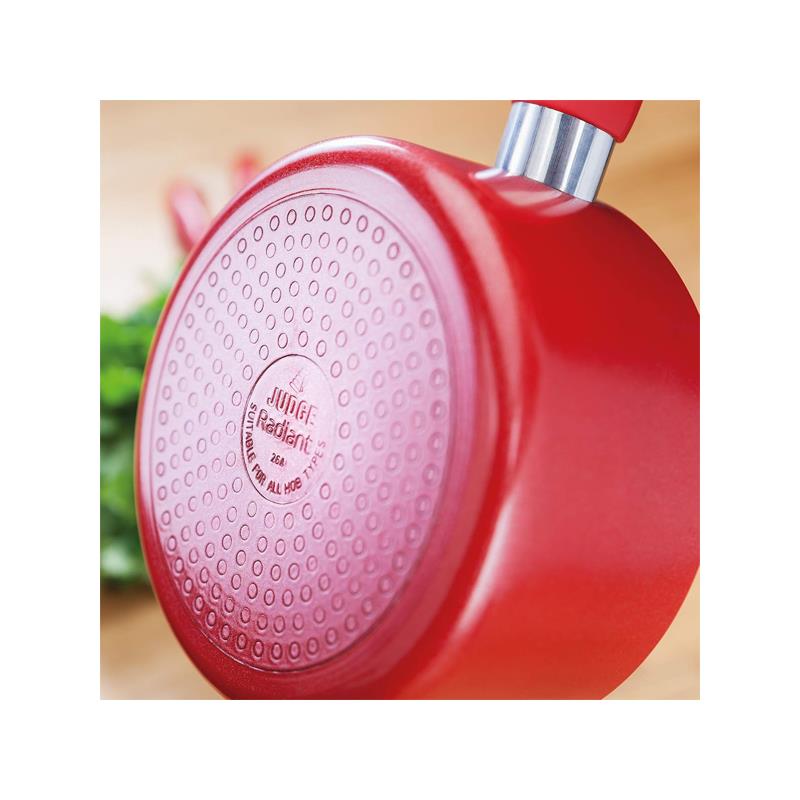 Judge Radiant Non-Stick Saucepan 18cm/1.6 Litre Aluminium Stainless Steel Red