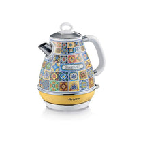Ariete Positano Electric Jug Kettle Stainless Steel Painted Steel Retro Italian Tile Design 2000W 1.7 Litre Multicolour