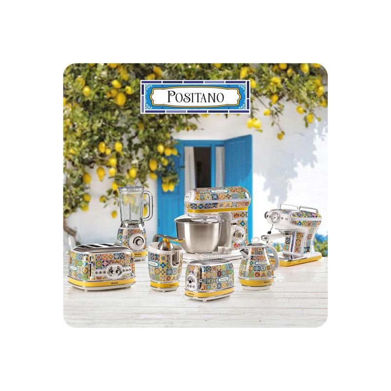Ariete Positano Electric Jug Kettle Stainless Steel Painted Steel Retro Italian Tile Design 2000W 1.7 Litre Multicolour