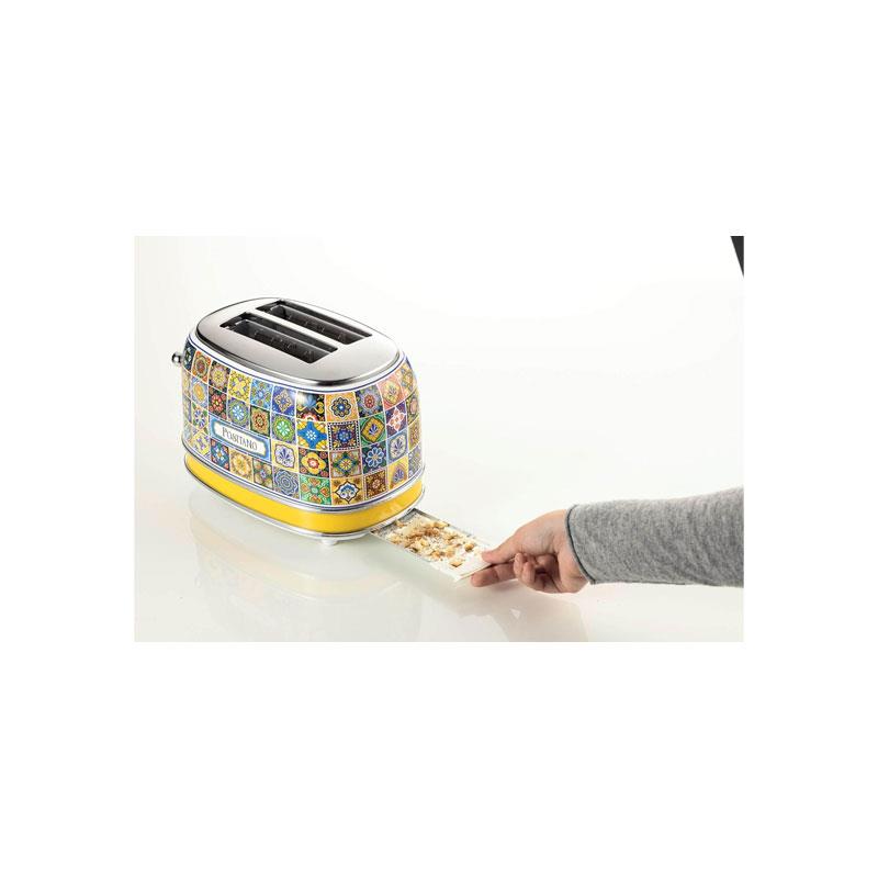 Ariete Positano 2 Slice Toaster 6 Levels of Gilding Crumb Tray Defrost Function Automatic Ejection Painted Steel Retro Italian Tile Design 810W Multicolour Secondary image