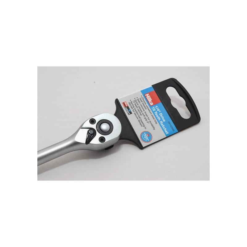 Hilka Tools 1/4 Inch Drive Soft Grip Ratchet 5 Inch (130mm) 72 Teeth Ratchet Chrome Vanadium Steel Silver