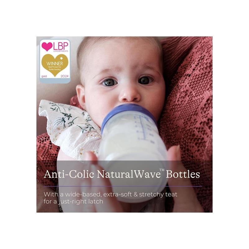 Lansinoh Feeding Bottle Anti Colic With NaturalWave Teats 160ml 2 Pack Purple Secondary image