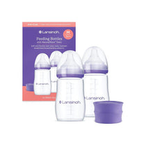 Lansinoh Feeding Baby Bottle Anti Colic With NaturalWave Teats 240ml 2 Pack Purple