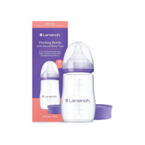 Lansinoh Feeding Baby Bottle Anti Colic With NaturalWave Medium Flow Teats 240ml Purple