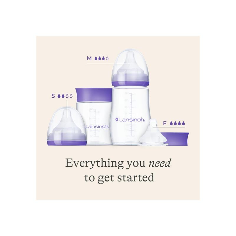 Lansinoh Feeding Bottle Starter Set Anti Colic Teat 160ml & 240ml Feeding Bottles 3 Naturalwave Silicone Teats Purple Secondary image