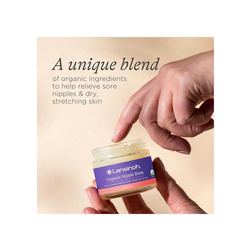 Lansinoh Organic Nipple Balm 60ml Soothes And Moisturises Tender Nipples And Dry Skin 100% Natural Cream