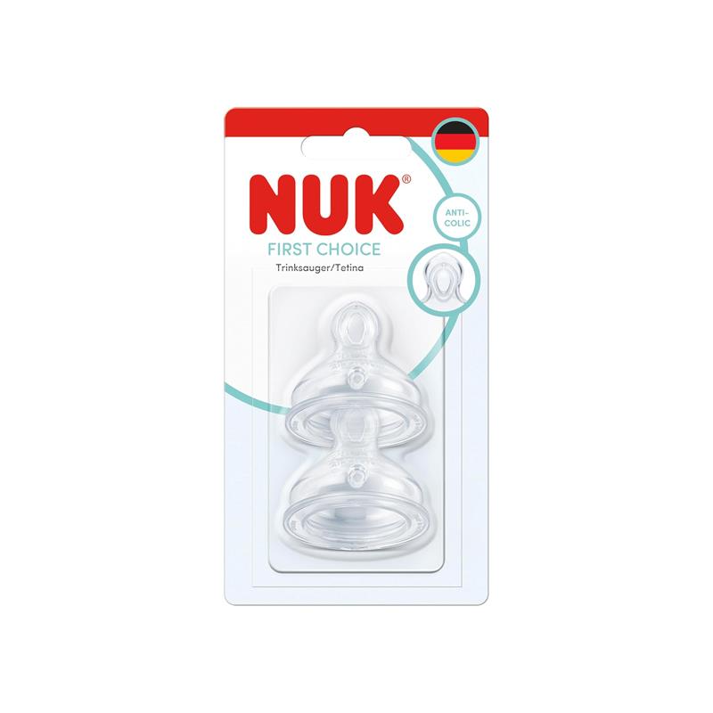 NUK First Choice Baby Bottle Teats Anti Colic Feeding Bottle Teats Silicone Medium 3+ Months 2 Count White Main image