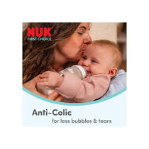 NUK First Choice Baby Bottle Teats Anti Colic Feeding Bottle Teats Silicone Flow Control 6+ Months 2 Count White
