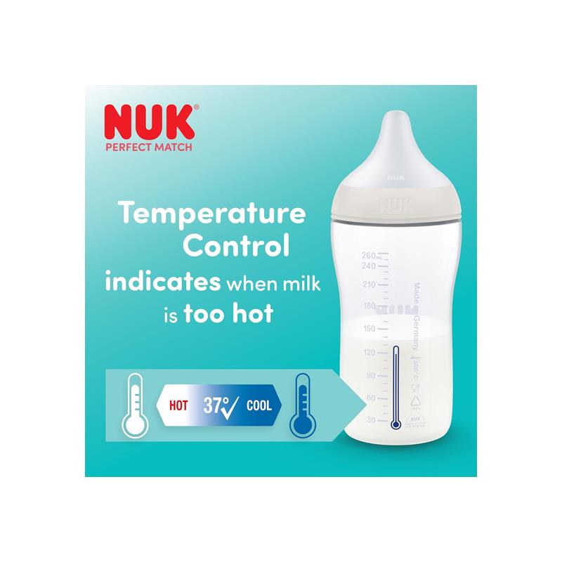 NUK Perfect Match Baby Bottle 150ml Anti Colic Feeding Bottle Temperature Control Indicator 0+ Months Monkey
