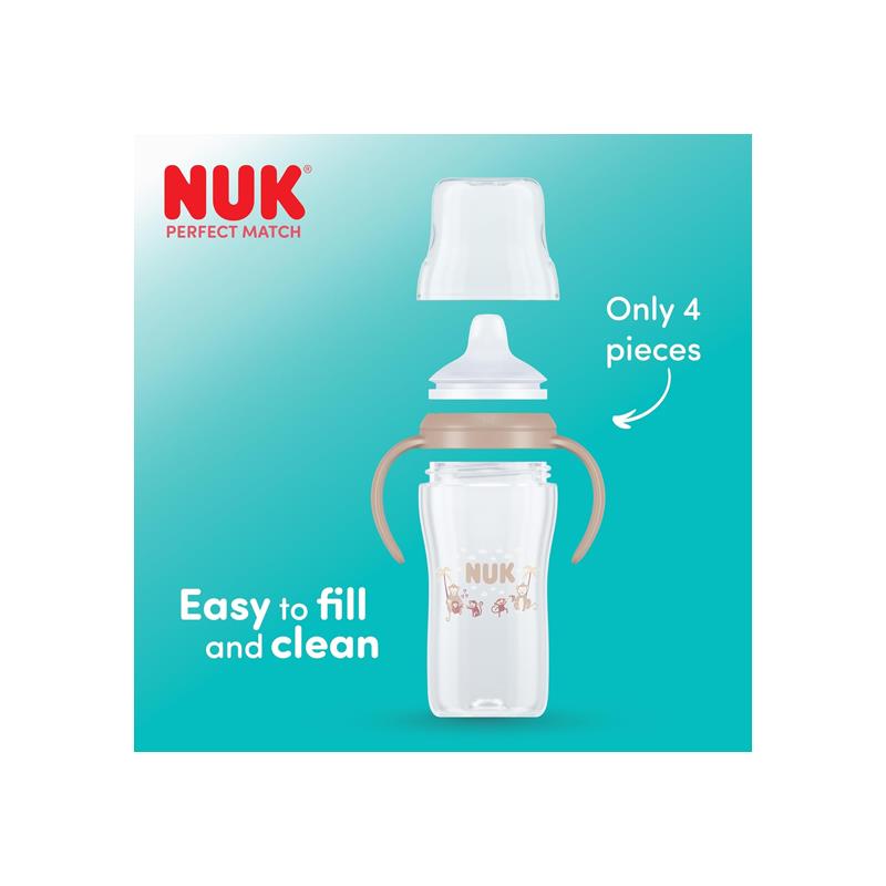 NUK Perfect Match Learner Bottle 150ml Leak Proof Sippy Cup Toddler Bottle Anti-Slip Handles 6+ Months Minnie Mouse