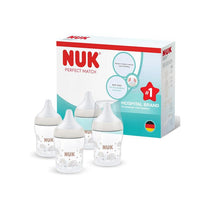 NUK Perfect Match Newborn Baby Bottle Set 4 x 150ml Anti Colic Feeding Bottle PP Temperature Control Indicator 0+ Months Rainbow