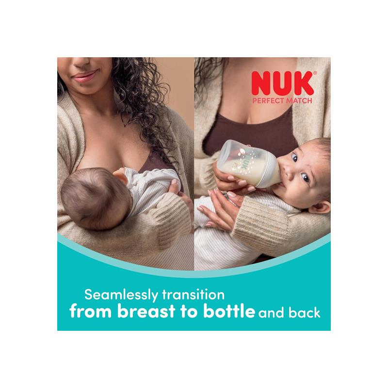 NUK Perfect Match Newborn Baby Bottles Dummy Set 3 x Anti-Colic Feeding Bottles (150ml, 260ml) 1 x Perfect Match Air Dummy 0-6 Months Disney Mickey Mouse