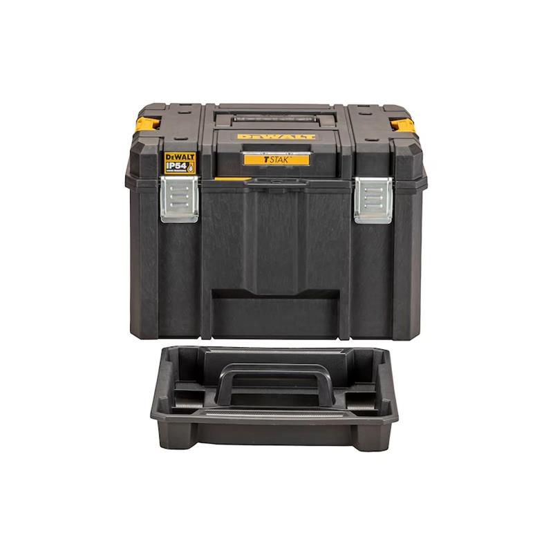 Dewalt TSTAK 2.0 VI Deep Tool Storage Case Heavy Duty 23 Litres IP54 Rated Waterseal 30 Kg Weight Capacity Metal Latches No Tote Yellow/Black Main image