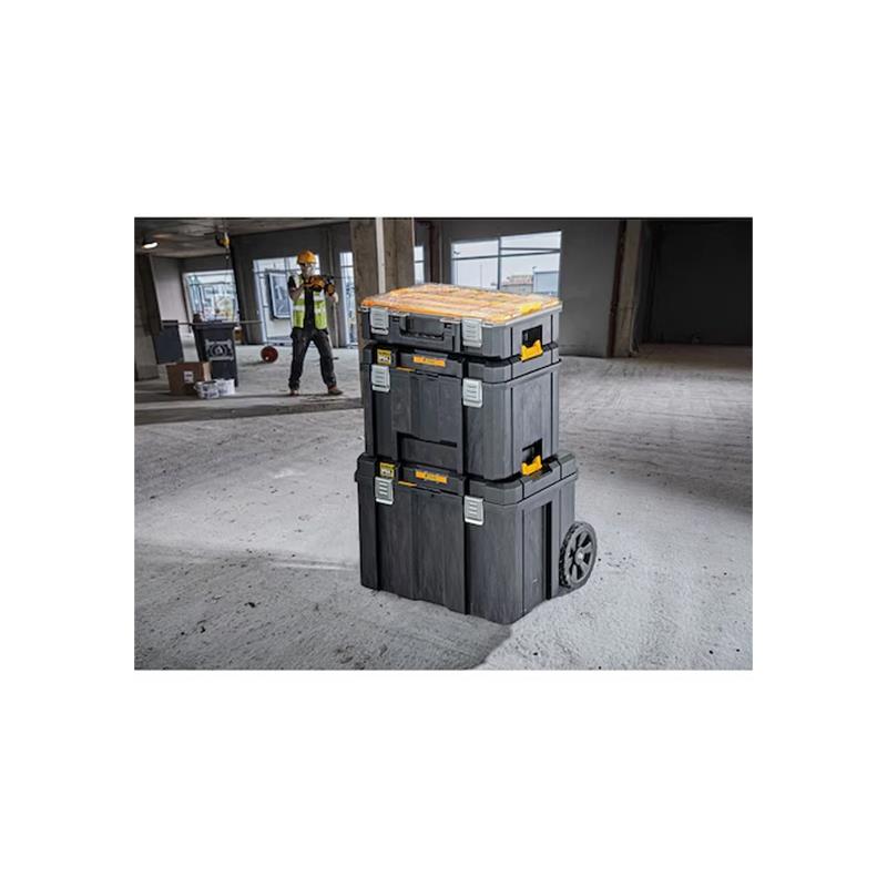 Dewalt TSTAK 2.0 VI Deep Tool Storage Case Heavy Duty 23 Litres IP54 Rated Waterseal 30 Kg Weight Capacity Metal Latches No Tote Yellow/Black
