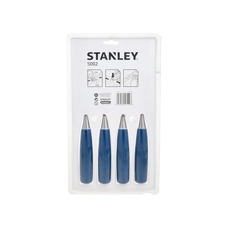 Stanley 5002 Series Wood Chisel Set of 4 Steel Blade 6/12/18/25mm Silver/Blue