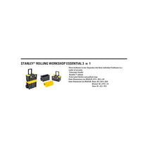 Stanley Essential Rolling Workshop Toolbox 3-In1 Stackable Units With Metal Latches Black And Yellow