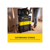 Stanley Essential Rolling Workshop Toolbox 3-In1 Stackable Units With Metal Latches Black And Yellow