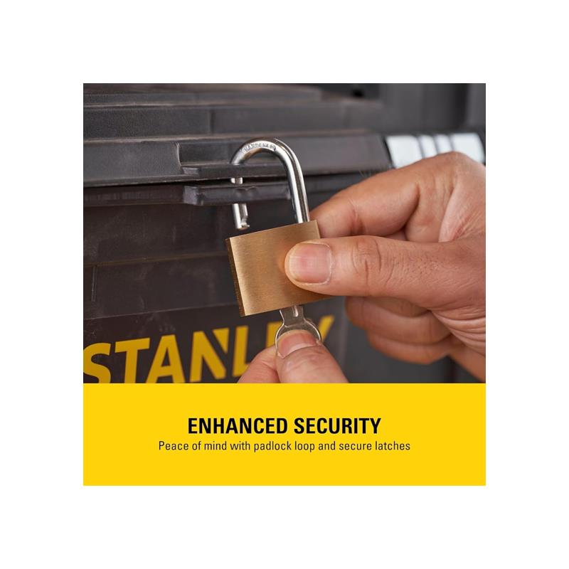 Stanley Essential Rolling Workshop Toolbox 3-In1 Stackable Units With Metal Latches Black And Yellow