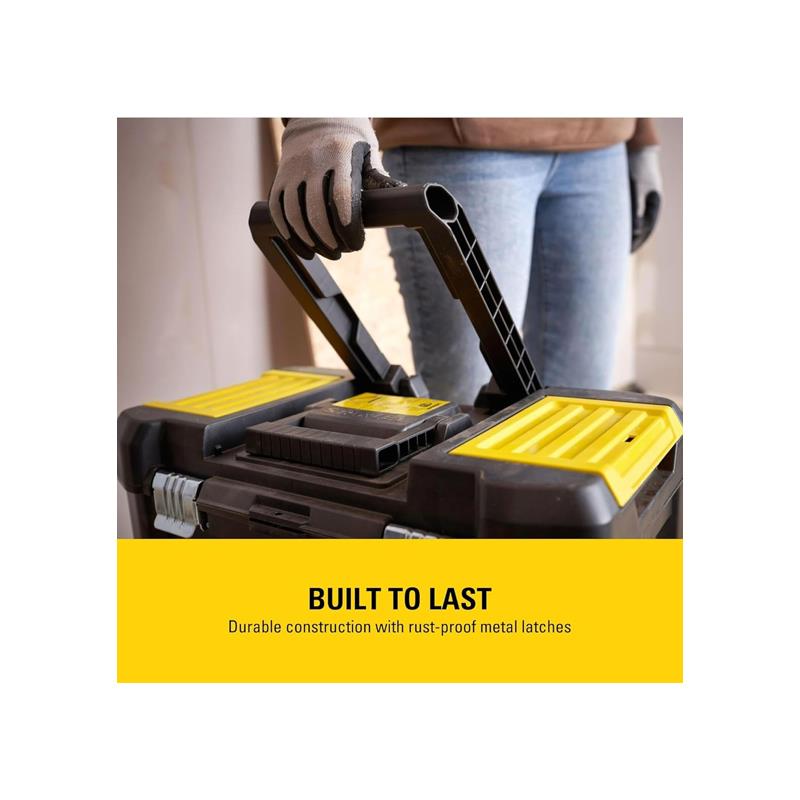 Stanley Essential Rolling Workshop Toolbox 3-In1 Stackable Units With Metal Latches Black And Yellow
