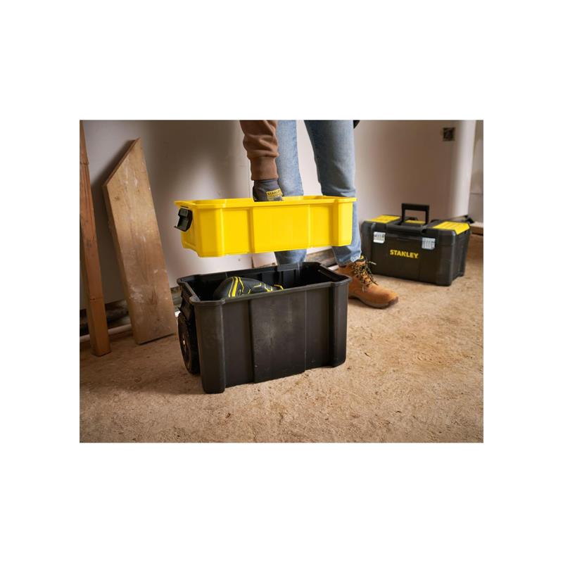 Stanley Essential Rolling Workshop Toolbox 3-In1 Stackable Units With Metal Latches Black And Yellow