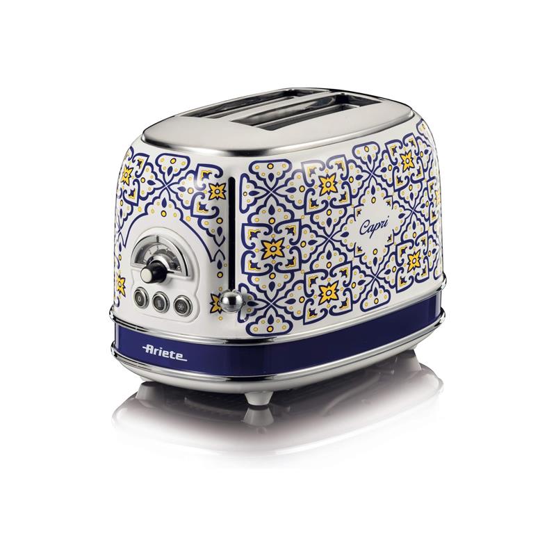 Ariete 2 Slice Toaster Wide Slots 6 Burning Levels Defrosting Heating Auto Eject Crumb Tray Stainless Steel 815W Capri Main image