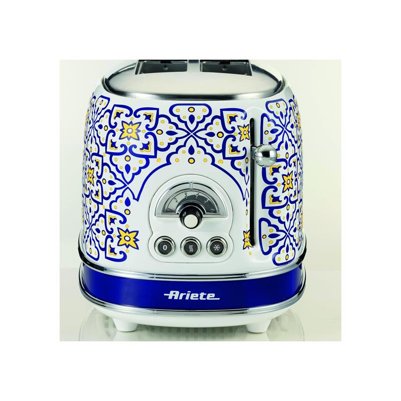 Ariete 2 Slice Toaster Wide Slots 6 Burning Levels Defrosting Heating Auto Eject Crumb Tray Stainless Steel 815W Capri