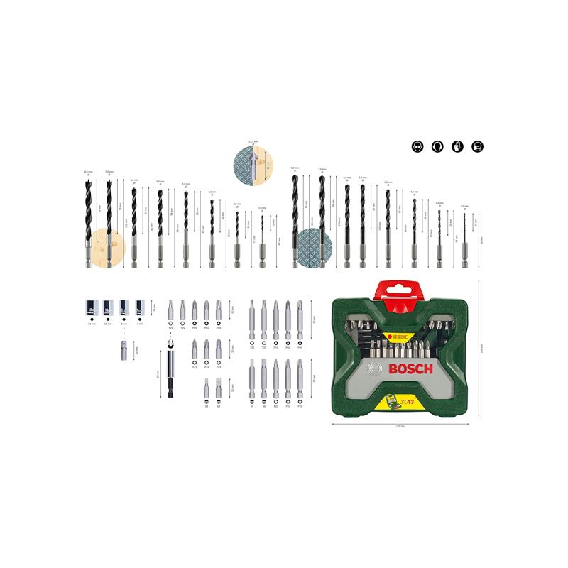 Bosch X-Line Hex Shank Drill and Screwdriver Bit Set 43 Piece
