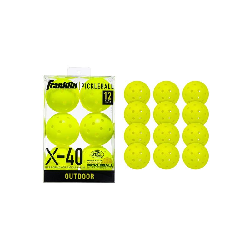 Franklin Outdoor X-40 Pickleball Vellum Pack of 12 Optic Yellow