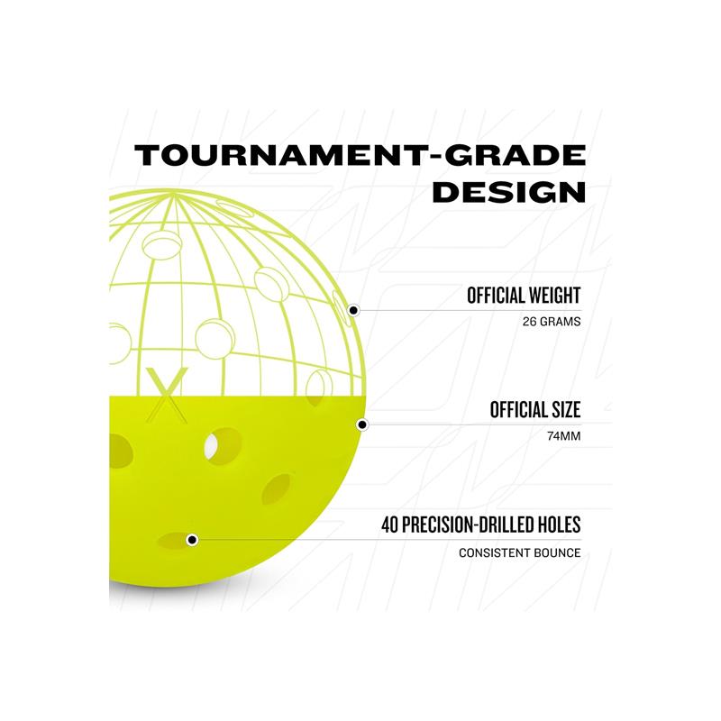 Franklin Outdoor X-40 Pickleball Vellum Pack of 12 Optic Yellow