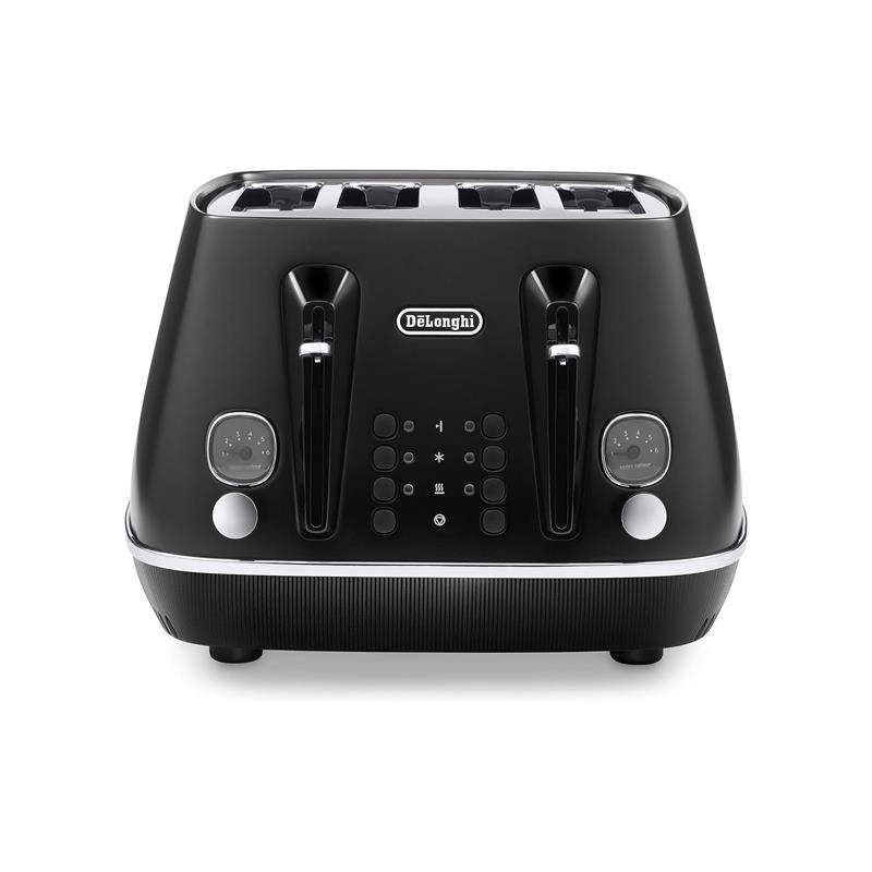 Delonghi Distinta X Moments 4 Slice Toaster 6 Browning Settings Reheat Defrost Cancel Functions Pull Crumb Tray 1800W Black Main image