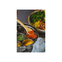 KitchenCraft World of Flavours Indian Spice Box For Masala Dabba 7 Spice Pots Large Spice Cover Lid Stainless Steel Silver